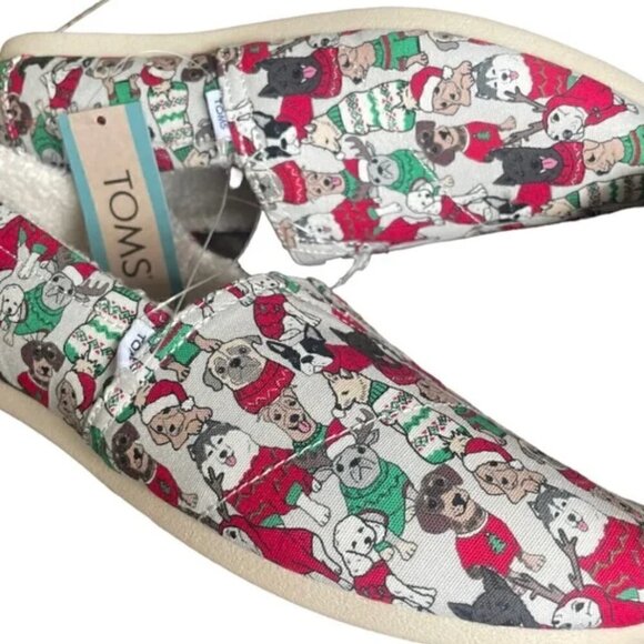 Toms Dogs Winter and Christmas Shoes 6.5 Holiday Shearling Lined - Picture 2 of 5